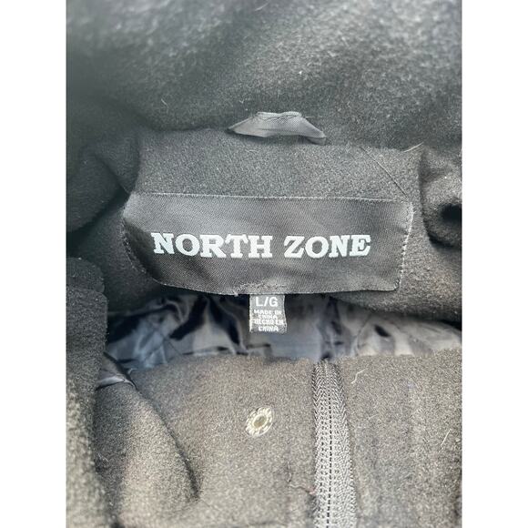 North Zone Jacket Men Size Large Black Hooded Full Zip Button Snap Pockets - Picture 7 of 9